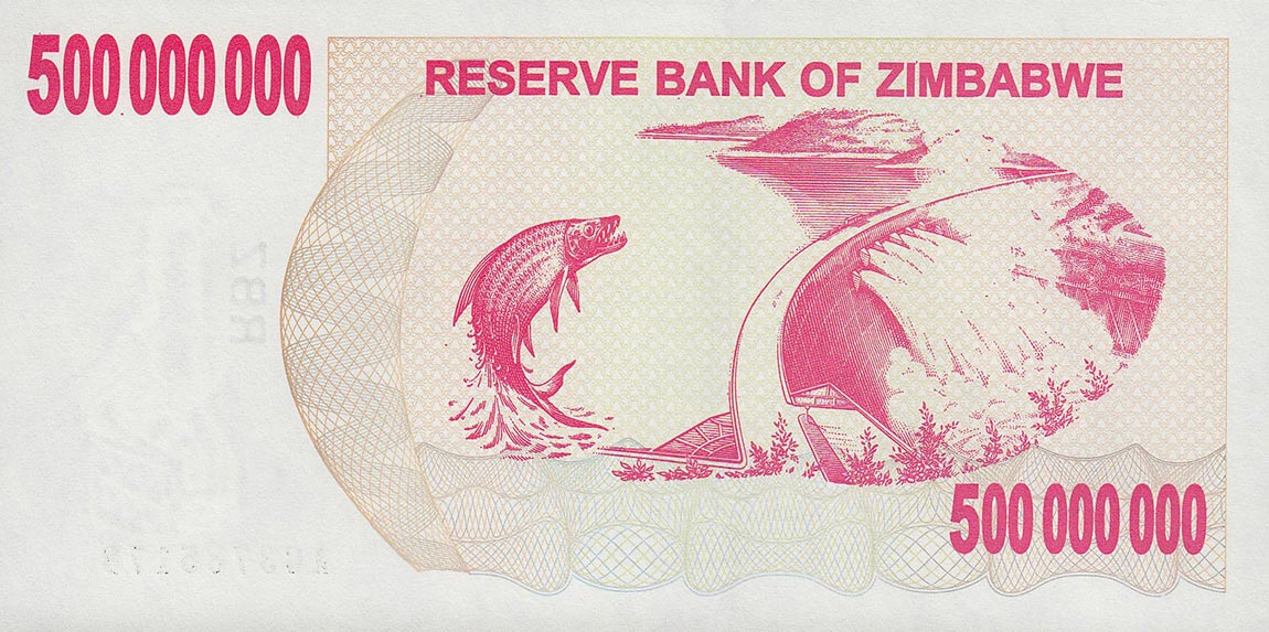 Back of Zimbabwe p60: 500000000 Dollars from 2008