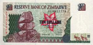 Gallery image for Zimbabwe p6r: 10 Dollars