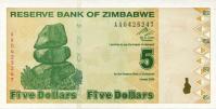 Gallery image for Zimbabwe p93: 5 Dollars