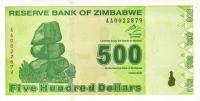 Gallery image for Zimbabwe p98: 500 Dollars