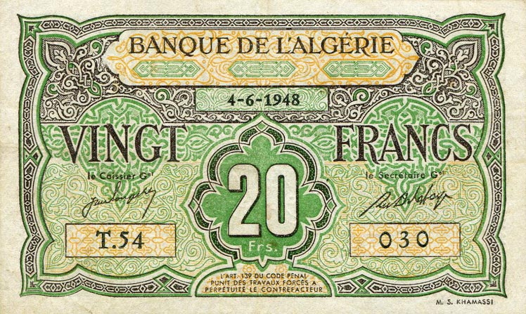 Front of Algeria p103: 20 Francs from 1948