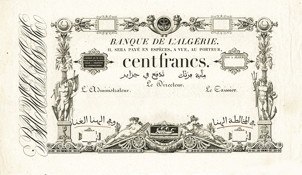Front of Algeria p10: 100 Francs from 1861