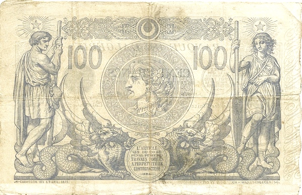 Back of Algeria p74: 100 Francs from 1907