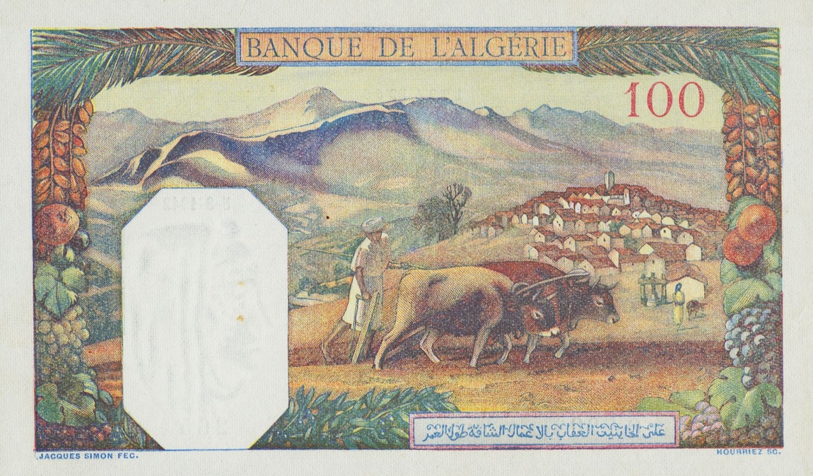 Back of Algeria p85: 100 Francs from 1939