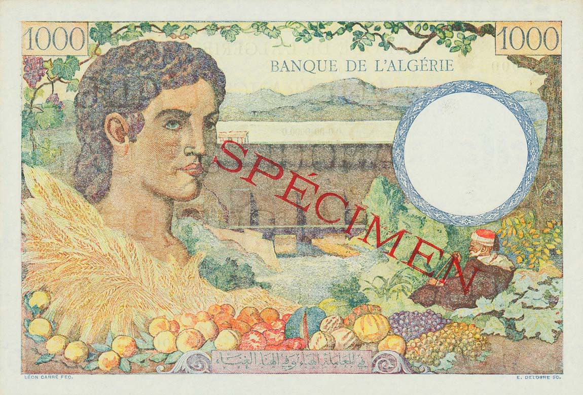 Back of Algeria p89s: 1000 Francs from 1942