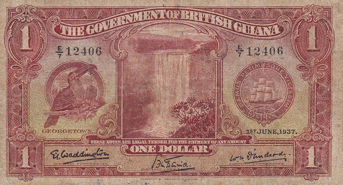 Front of British Guiana p12a: 1 Dollar from 1937