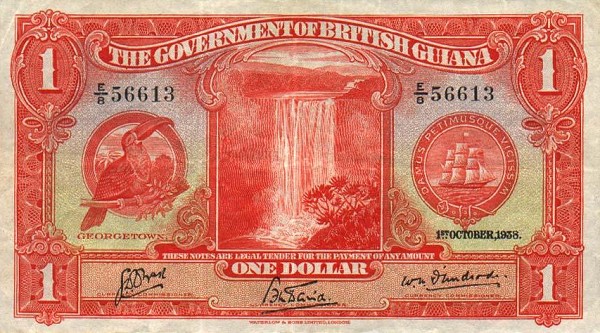 Front of British Guiana p12b: 1 Dollar from 1938