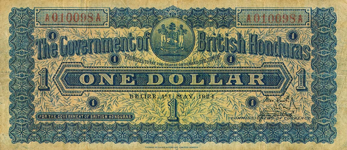 Front of British Honduras p14: 1 Dollar from 1924