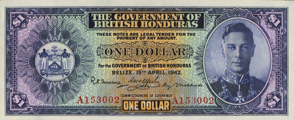 Front of British Honduras p20a: 1 Dollar from 1939