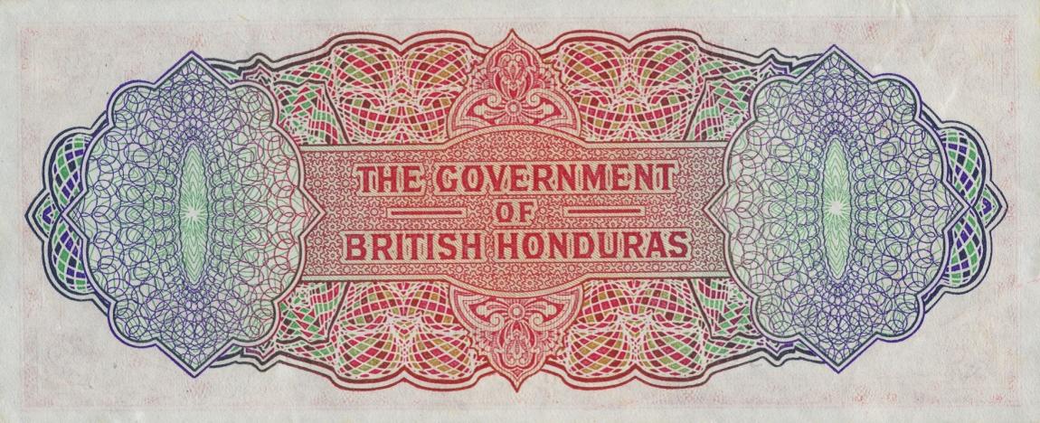 Back of British Honduras p26b: 5 Dollars from 1949