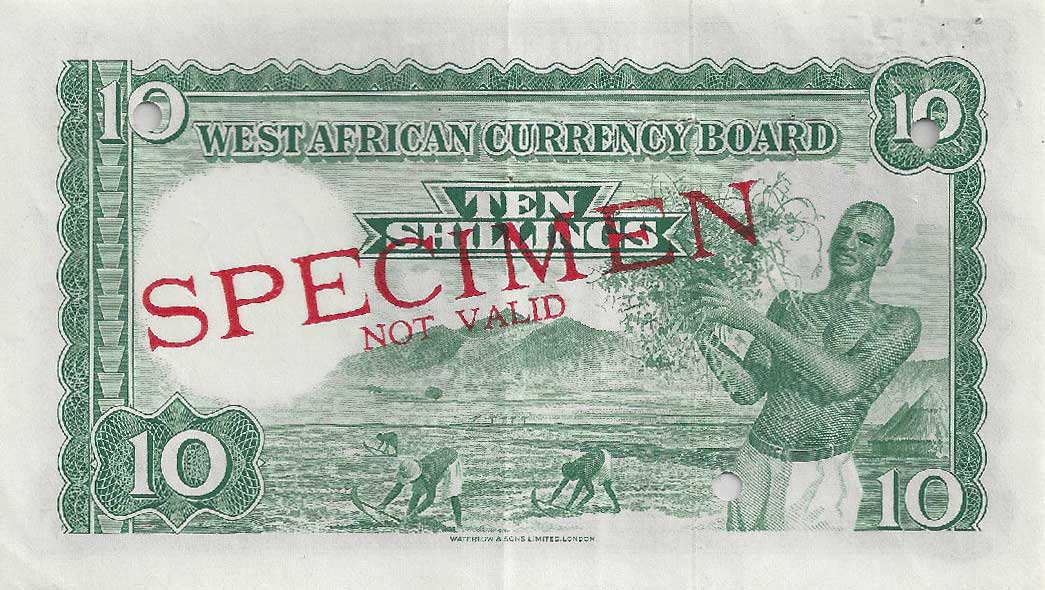 Back of British West Africa p9s: 10 Shillings from 1953