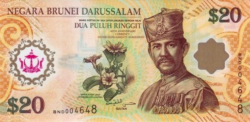 Front of Brunei p34b: 20 Ringgit from 2007