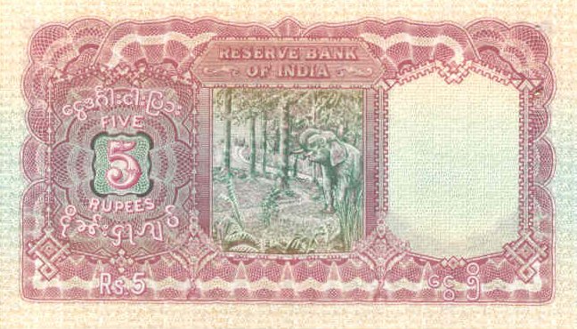 Back of Burma p4: 5 Rupees from 1938