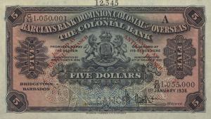 pS105s from Antigua: 5 Dollars from 1926