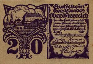 pS120b from Austrian States: 20 Heller from 1921