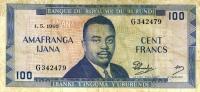 p12a from Burundi: 100 Francs from 1964