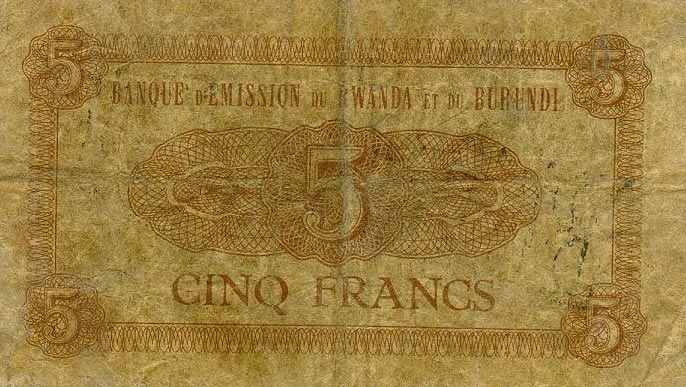 Back of Burundi p1: 5 Francs from 1964