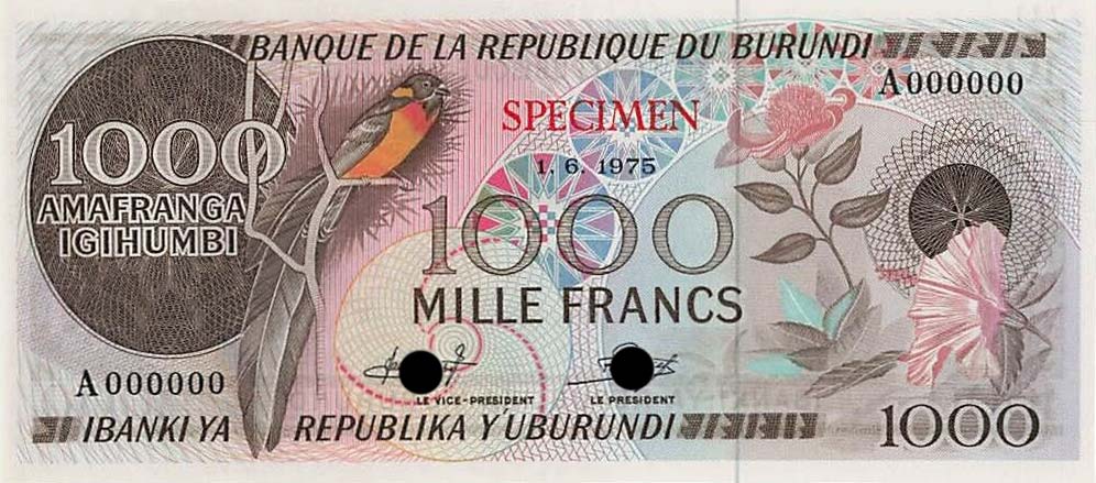 Front of Burundi p25ct1: 1000 Francs from 1968