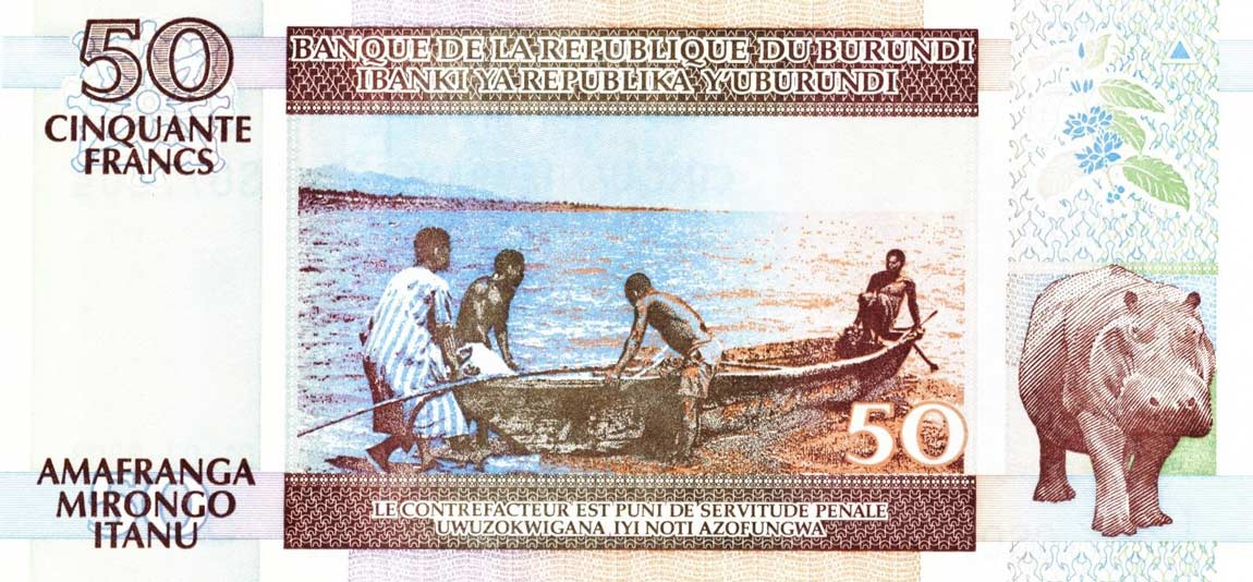 Back of Burundi p36d: 50 Francs from 2003