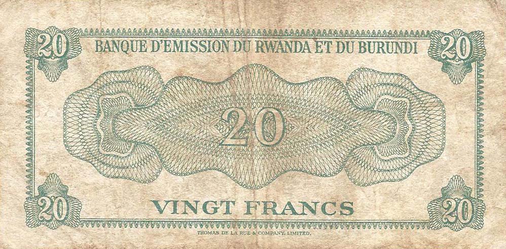 Back of Burundi p3: 20 Francs from 1964