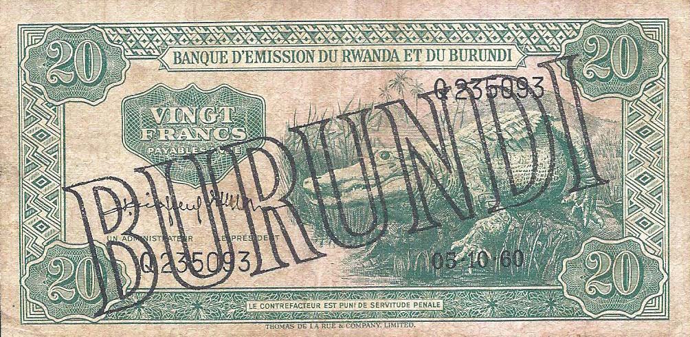Front of Burundi p3: 20 Francs from 1964