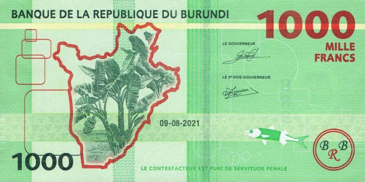 Back of Burundi p51b: 1000 Francs from 2021
