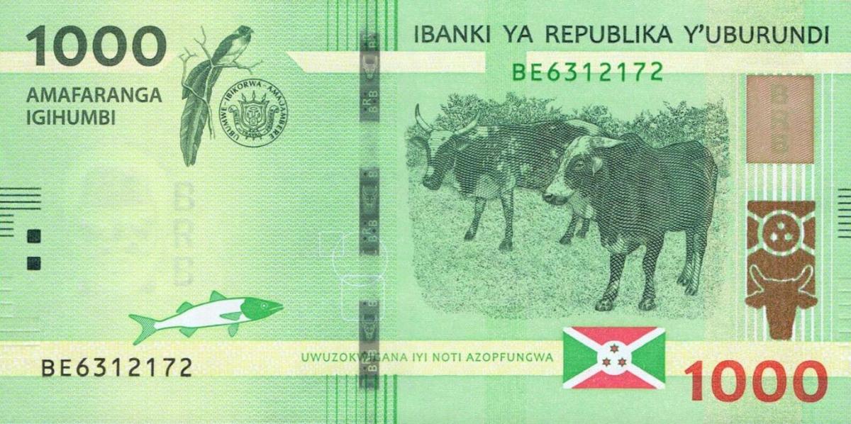Front of Burundi p51b: 1000 Francs from 2021