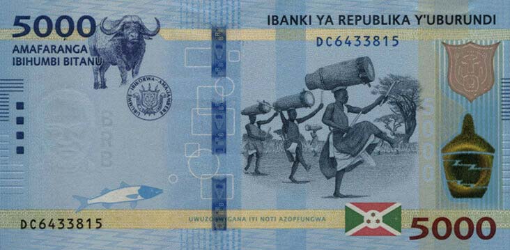 Front of Burundi p53b: 5000 Francs from 2018