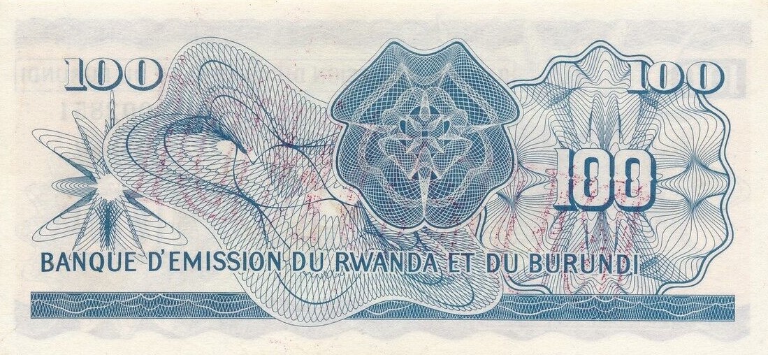 Back of Burundi p5: 100 Francs from 1964