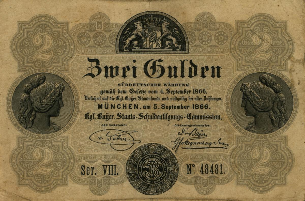 Front of German States pS151: 2 Gulden from 1866