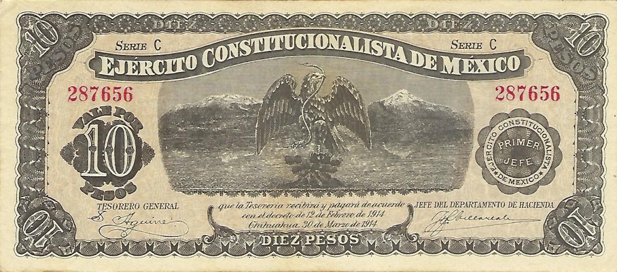 Front of Mexico, Revolutionary pS525a: 10 Pesos from 1914