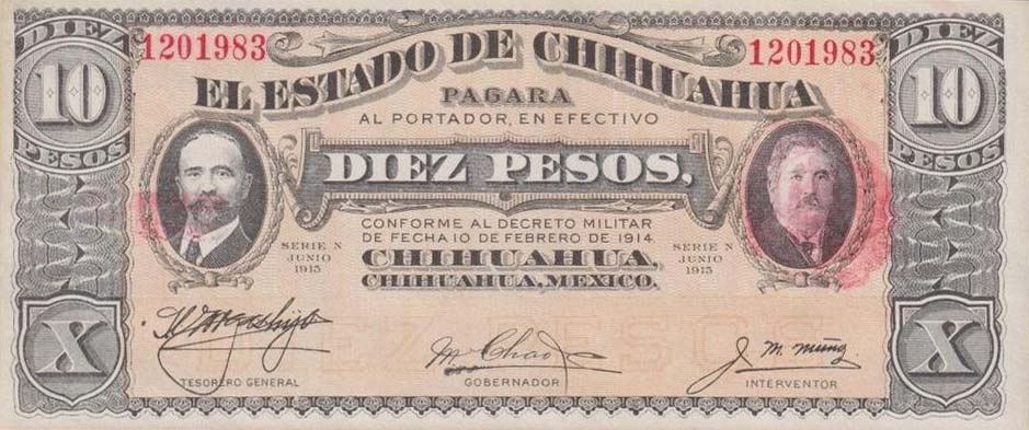 Front of Mexico, Revolutionary pS535a: 10 Pesos from 1915