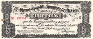 Gallery image for Mexico, Revolutionary pS627: 5 Pesos