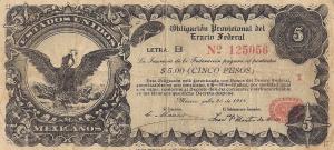pS714 from Mexico, Revolutionary: 5 Pesos from 1914
