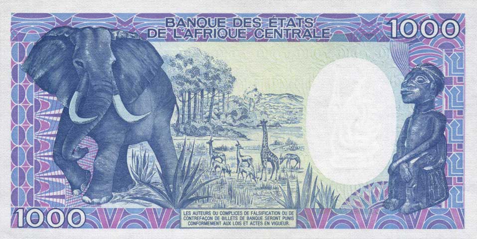 Back of Cameroon p26a: 1000 Francs from 1986