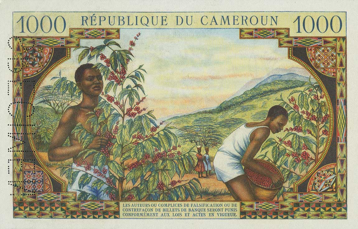 Back of Cameroon p7s: 1000 Francs from 1961