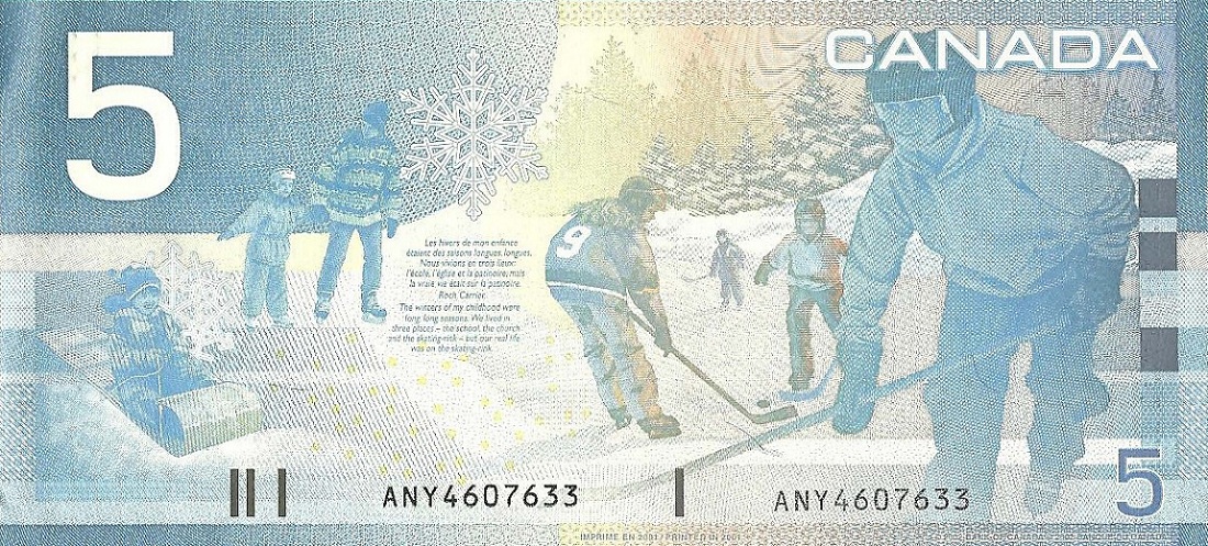 Back of Canada p101b: 5 Dollars from 2002