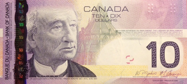 Front of Canada p102Ae: 10 Dollars from 2009