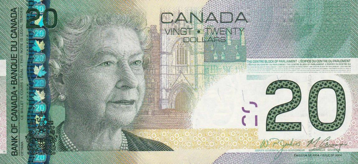 Front of Canada p103g: 20 Dollars from 2010