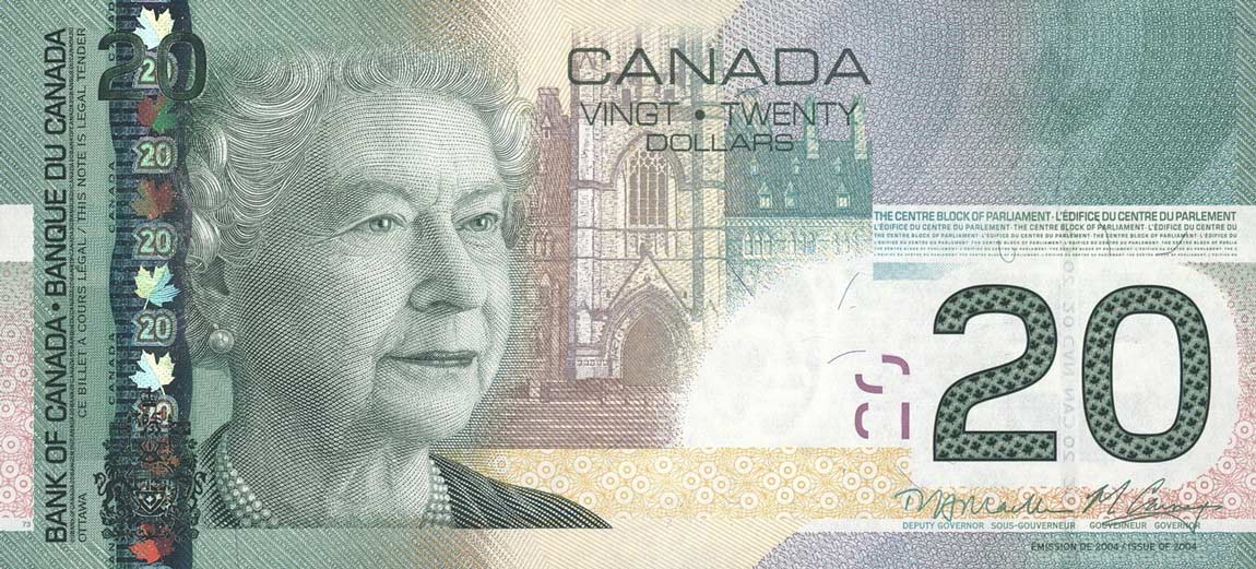 Front of Canada p103h: 20 Dollars from 2011