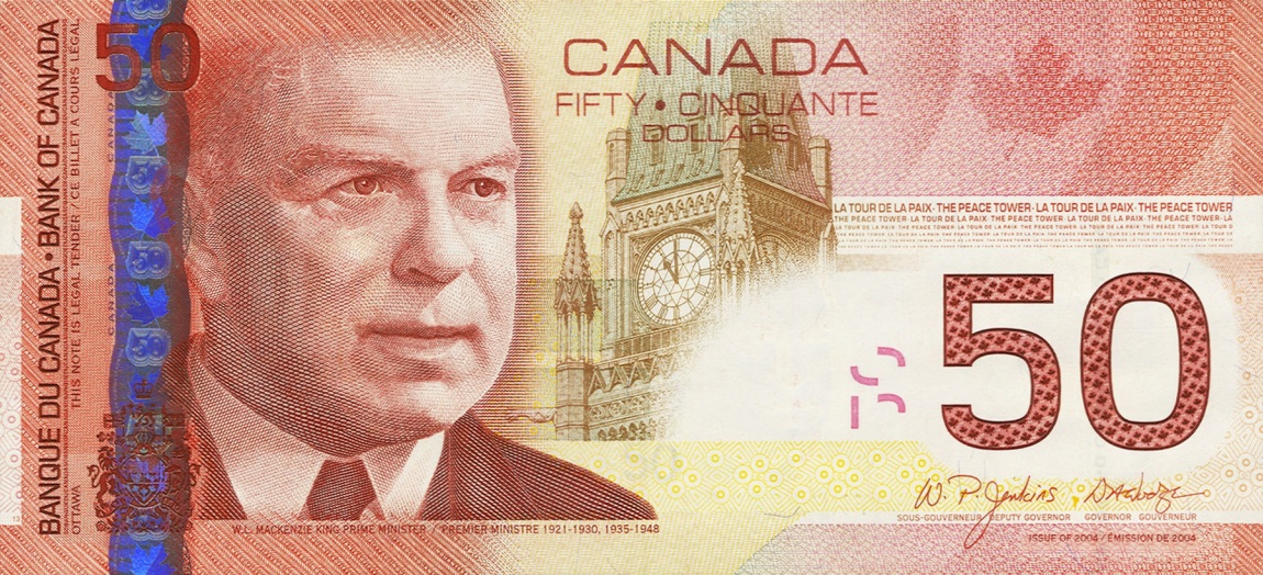 Front of Canada p104a: 50 Dollars from 2004