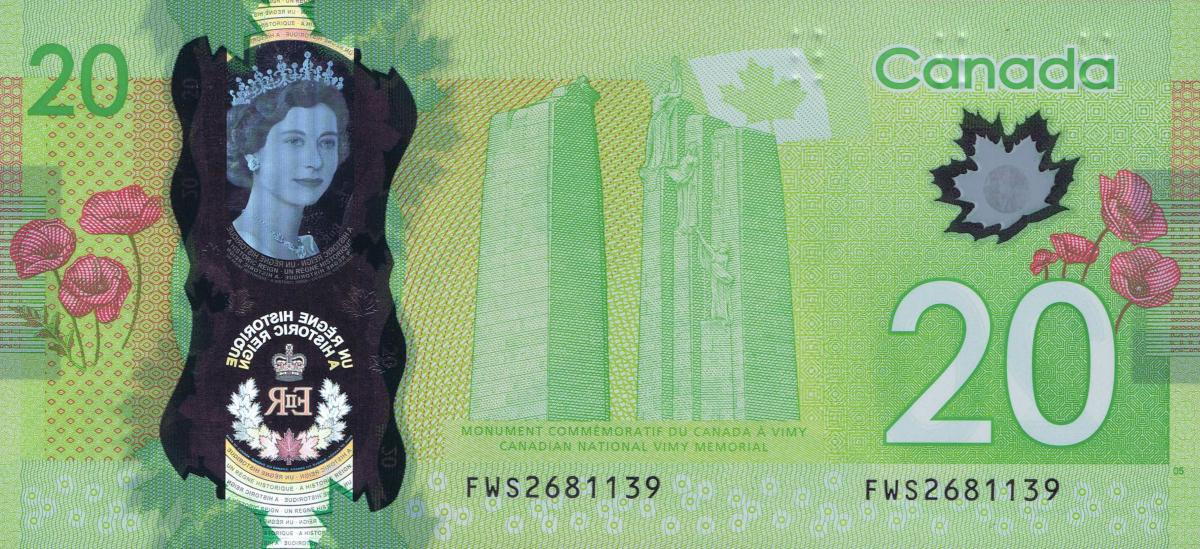 Back of Canada p108b: 20 Dollars from 2012