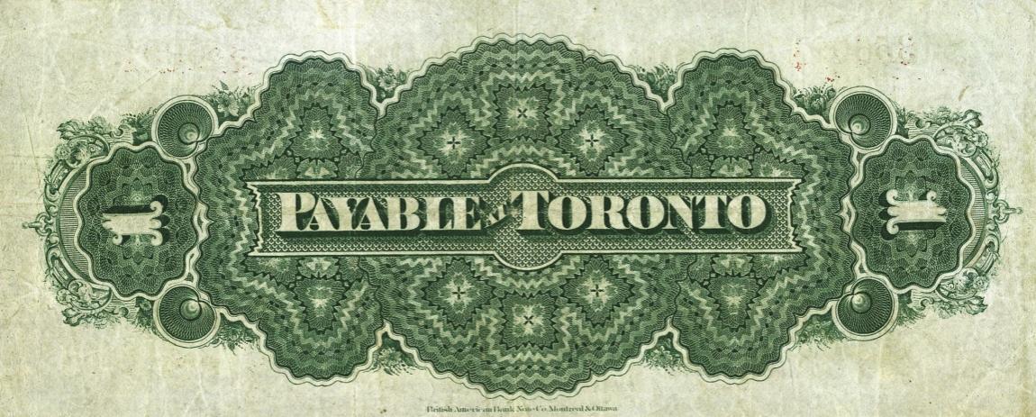 Back of Canada p12b: 1 Dollar from 1870