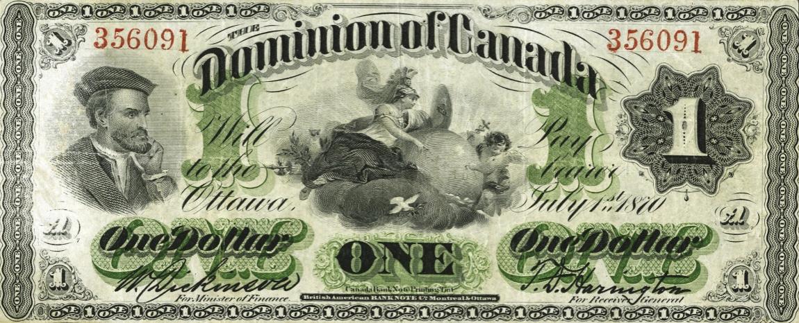 Front of Canada p12b: 1 Dollar from 1870