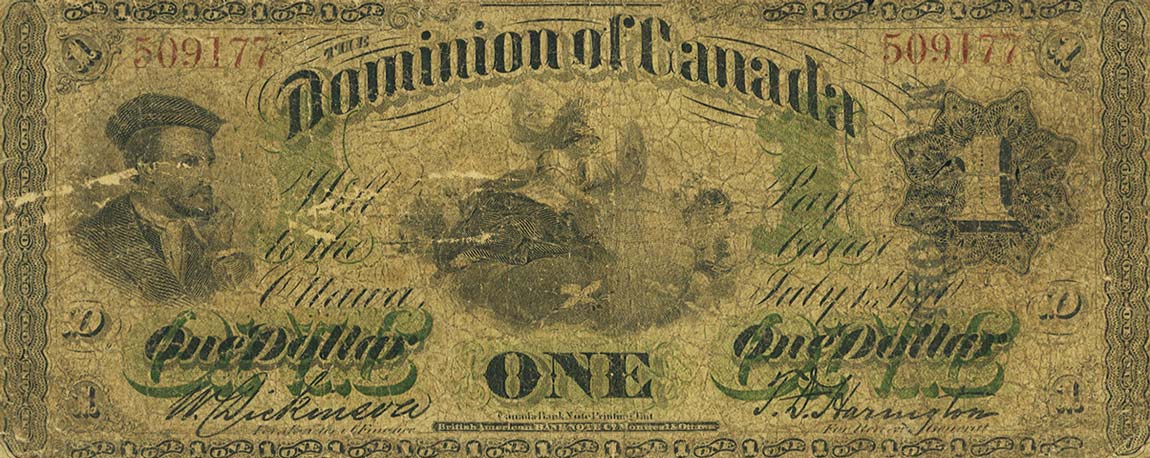 Front of Canada p12c: 1 Dollar from 1870