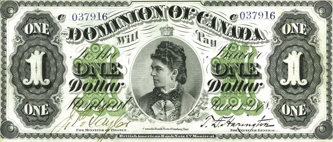 Front of Canada p17a: 1 Dollar from 1878