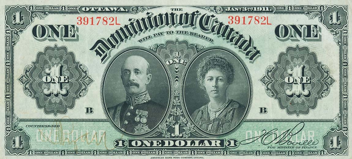 Front of Canada p27b: 1 Dollar from 1911