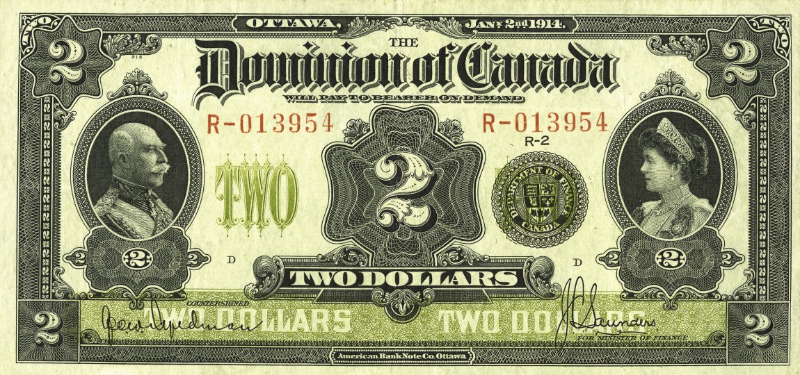 Front of Canada p30d: 2 Dollars from 1914