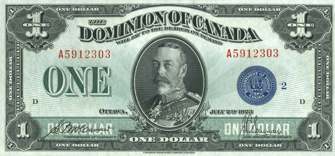 Front of Canada p33h: 1 Dollar from 1923