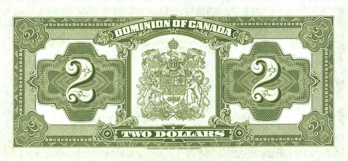 Back of Canada p34f: 2 Dollars from 1923